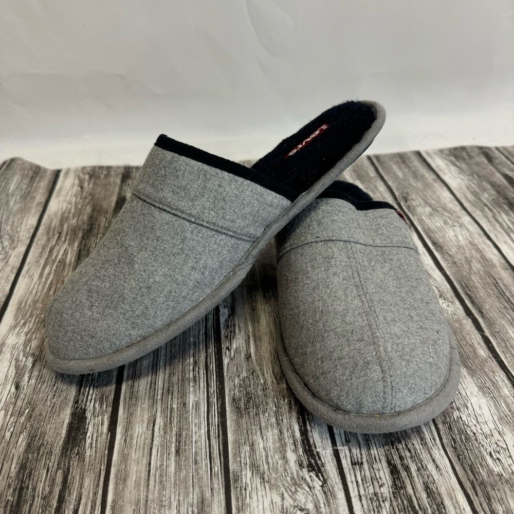 Men's Levi's Sherpa Lined Slippers House Shoes Grey Navy 8-9